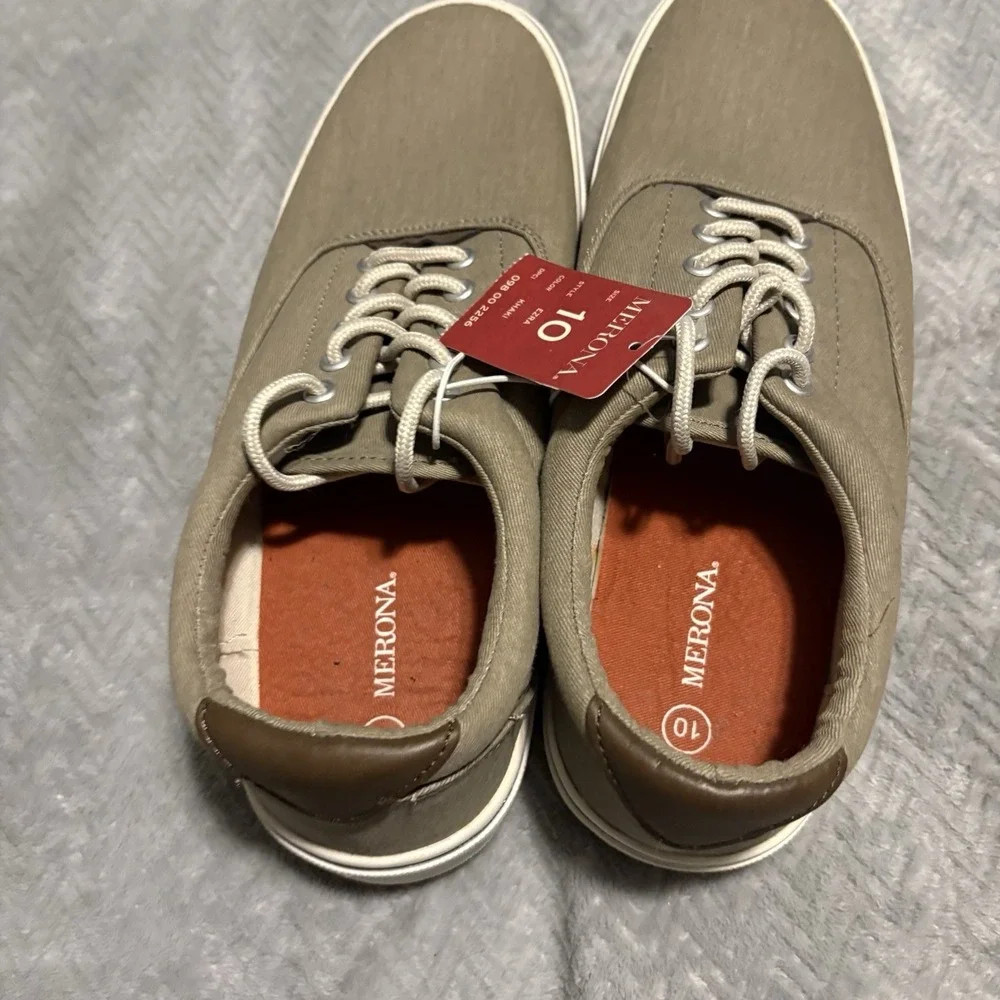 Merona Shoes Mens Size 10 Khaki Boat Shoes Lace up EZRA
